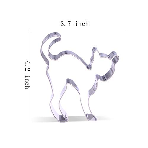 Stainless Steel Scared Cat Cookie Cutter - 4.2 Inch Halloween Baking Tool