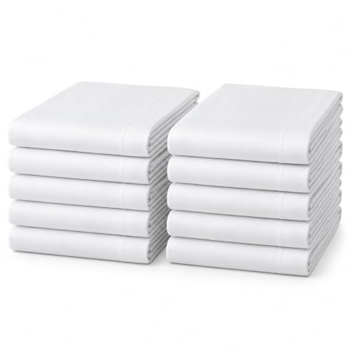 Twin White Microfiber Flat Sheets 12 Pack - Soft & Durable Bed Linen