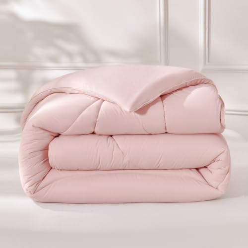 Pink Twin Ultra-Soft Jersey Knit Comforter - Lightweight All-Season Down Alternative