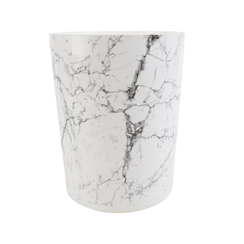 5 Gallon Small Plastic Trash Can with No Lid - White Marble Design