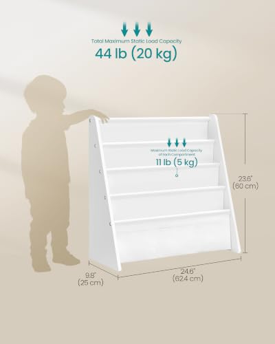 Kids Bookshelf 4-Tier Toddler Bookcase Cloud White + White