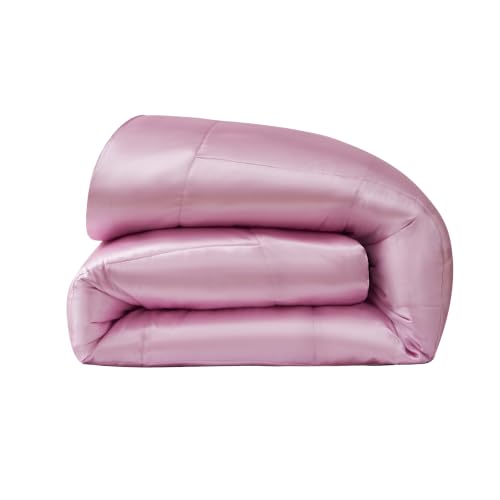 Full/Queen Satin Comforter - Pink Down Alternative Luxury Bedding