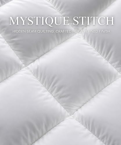 Queen Size Goose Down Fiber Comforter - All Season White Duvet with Cotton Shell, Medium Warmth