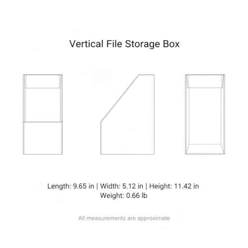 Vertical File Storage Box - Green, Upright Paper Magazine Organizer for Desk