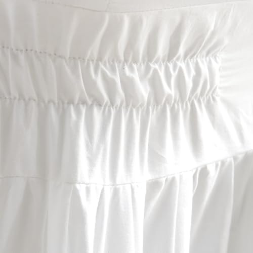 Corner Pleated Cotton Desk Skirt - White, 42 Inch Length with Elastic Fit