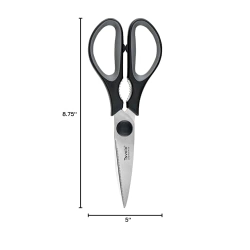 Tovolo Elements Heavy Duty Kitchen Shears with Sheath for Food Prep Trimming Meat and Vegetables, Small, Charcoal, Black