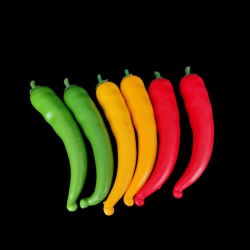 Artificial Chili Peppers Set - 6 Realistic Foam Vegetable Decorations for Kitchen & Party