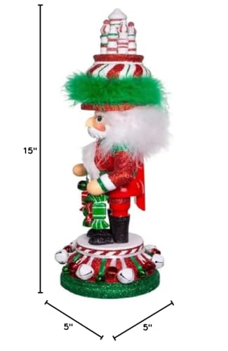 15-Inch Hollywood Nutcracker with Candy Tower Hat - Festive Holiday Decor