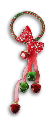 Christmas Door Hanger with Jingle Bells - 11 Inches Red & Green