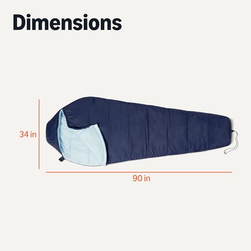 Adult Sleeping Bag 3-Season Warm & Cool Weather Camping Gear Navy Blue 1 Person - Amazon Basics