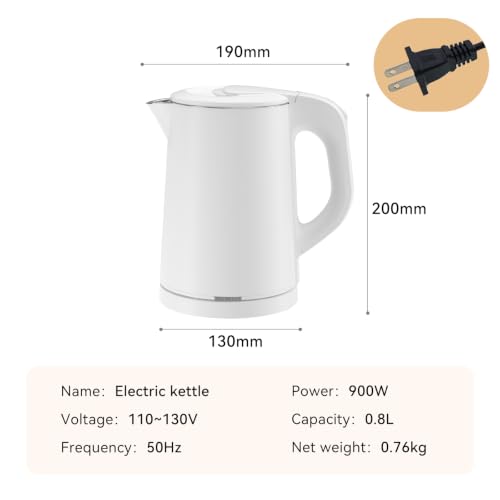 White 0.8L Travel Electric Kettle Portable Hot Water Boiler