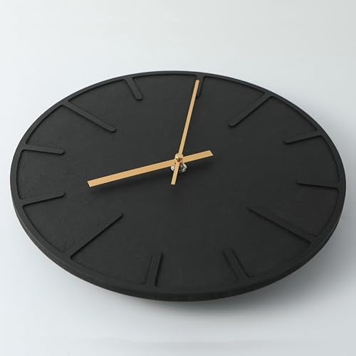 Wall Clock 12 Inch Diameter Black Wooden Dial Silent Quartz Movement - Black / 12 Inch