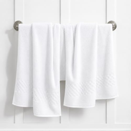 Luxury Cotton Bath Towel Set of 6 - Ultra Soft & Highly Absorbent, Quick Dry White