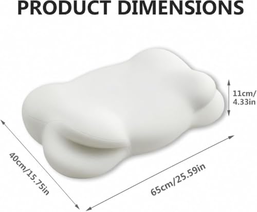 White Cloud Pillow, Ergonomic Memory Foam Cervical Neck Support with Breathable Cover, Adjustable Dual-Height Design for Side Back Stomach Sleepers