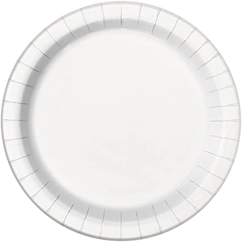 White Round Paper Dinner Plates - 9-Inch, 8 Count | Ideal for Parties, Showers & Special Events