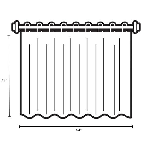 Red and White Ticking Stripe Valance Curtain - 54 W x 17 L, Fully Lined, Cotton