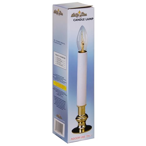 Electric Window Candle Lamp - 10 Inch Brass Base, On/Off Switch - Christmas & Decor