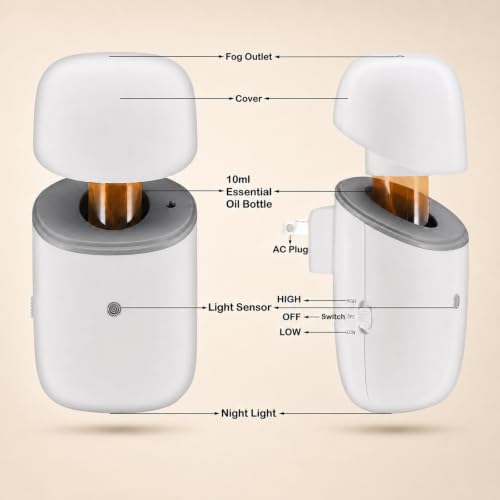 Waterless Essential Oil Diffuser with Night Light - Quiet Wall Aromatherapy