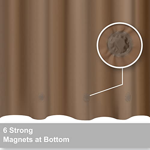 Barossa Design Brown Shower Curtain Liner with 6 Magnets - Waterproof PEVA Shower Liner for Bathroom, 72" x 72" Standard Size, PVC Free, Metal Grommets - Brown, 72x72