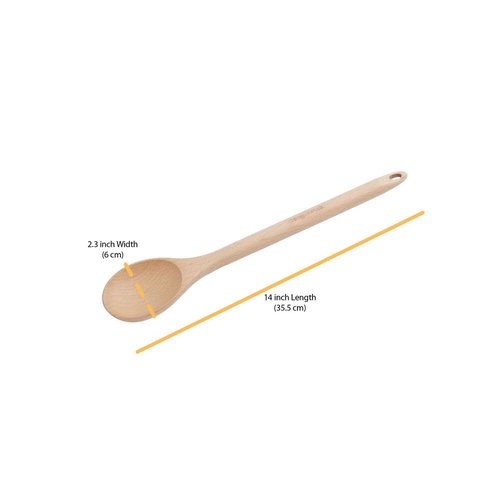 Chicago Metallic Beechwood Spoon Ideal for Stirring Soups and Sauces, Features Hang Hole for Convenient Storage, 2.36x0.79x13.98 Inch