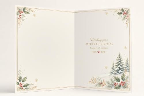 Brother Christmas Card - Teddy Bears on Sledge Winter Scene, A5 Holiday Greeting