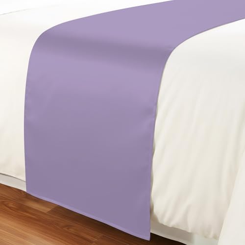 Cal King Lavender Bed Runner 102x20 Inch Decorative Satin Throw for Bed