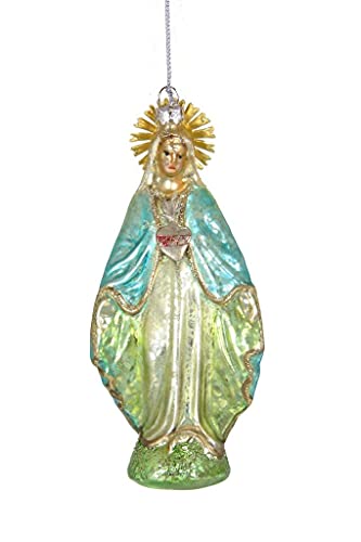 Virgin Mary Christmas Tree Glass Ornament Religious Holiday Decor