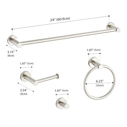 Brushed Nickel Bathroom Hardware Set 5 Piece SUS304 Stainless Steel Towel Rack