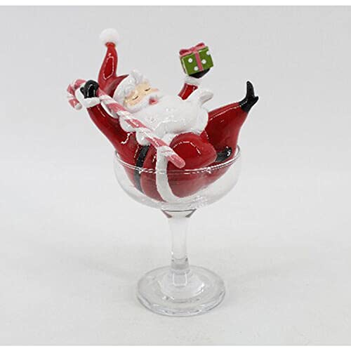 Christmas Santa Figurine in Martini Glass Holiday Decor
