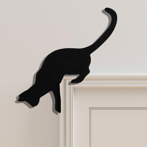 Two Cats Metal Halloween Christmas Door Topper - Cat Wall Decor, 8 Inch