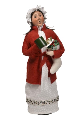 Handcrafted Christmas Stocking Family Woman Figurine - Caroling Collection