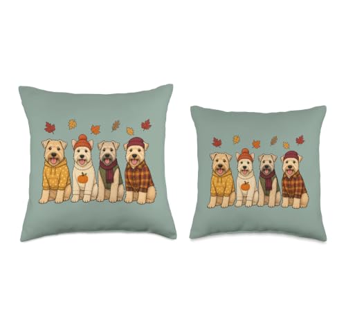 Wheaten Terrier Fall Pumpkin Dog Throw Pillow 16x16 - Autumn Season Decor