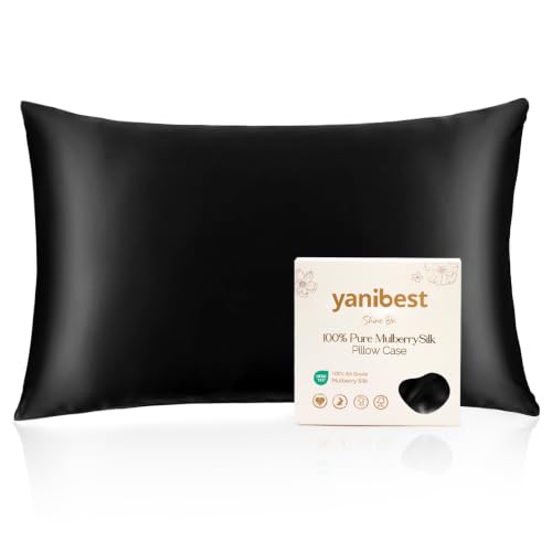 YANIBEST 22 Momme Mulberry Silk Pillowcase Black - Double Sided Skin & Hair Care
