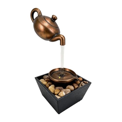 Indoor Tabletop Water Fountain - Bronze Finish, USB Powered