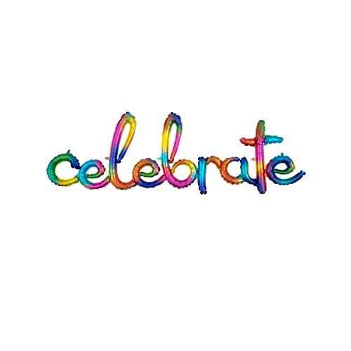 Vibrant Rainbow Splash "Celebrate" Balloon Script Phrase - 20" x 59" (Pack of 1) - Perfect for Memorable Celebrations & Events