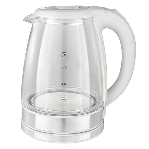 Lumme Electric Glass Tea Kettle - 1.8L White with Auto Shut-Off