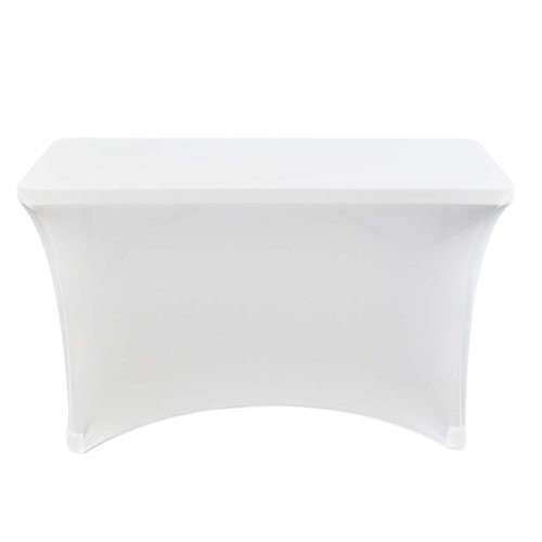 Iceberg iGear Table Cover - Stretch Fabric for 4' Tables | White Polyester/Spandex, 24" W x 48" L