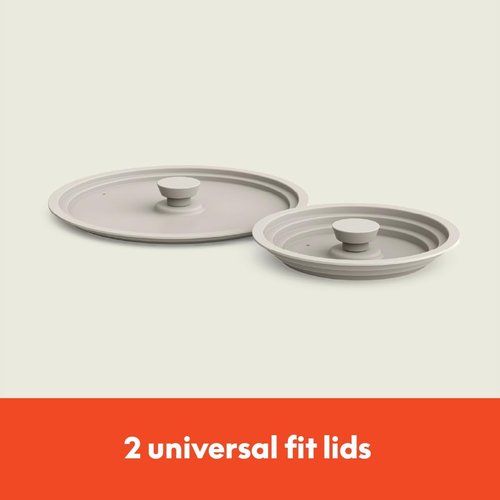 Bella 9-Piece Ceramic Nonstick Cookware Set - EverGood™ Coating, Dishwasher Safe, Stackable Design, Oatmilk Color