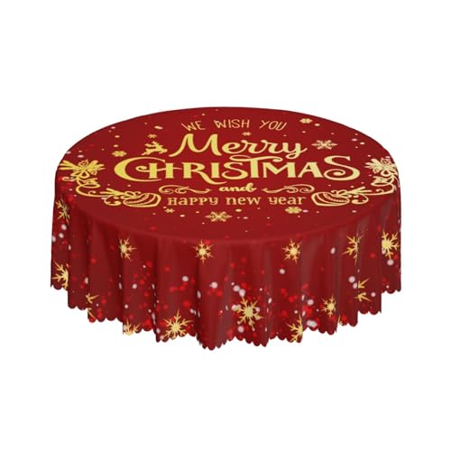 Christmas Table Cloth 36" Round Snowflake Pattern - Waterproof Polyester (Variation: Christmas-4 / 36" Round)