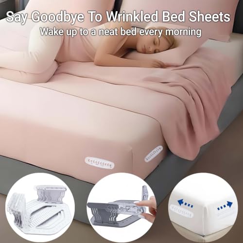 Heavy Duty Bed Sheet Holders for Corners - 4 Pack Fitted Sheet Clips with Locking Sliders