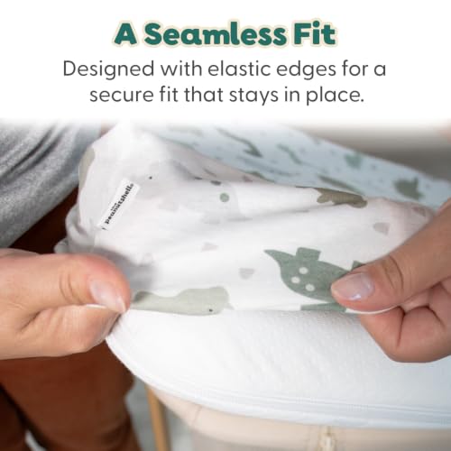 Organic Cotton Bassinet Sheets Boy - Sage Dino 2-Pack Baby Bed Sheets