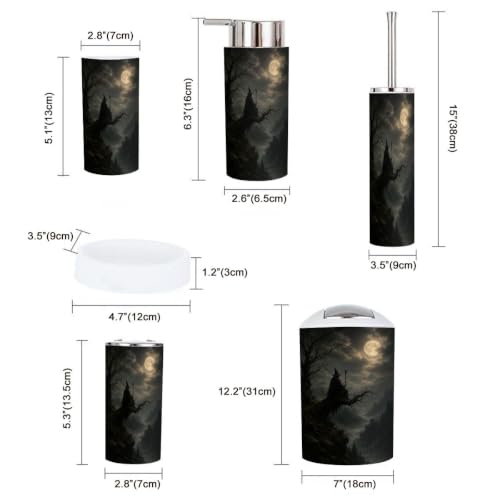 Mystical Wizard Dark Bathroom Accessories Set 6 Pcs - Color1