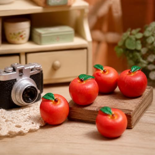 Miniature Red Resin Apples Set - 10 Tiny 0.5 Inch Food Props & Decor