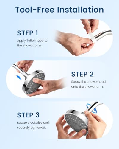 High Pressure Fixed Shower Head with 5 Spray Modes - Easy Installation