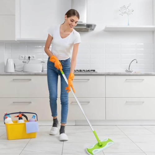 KIMIFACA Extra Long Green Detachable Mop Handle for Swiffer Dry & Wet Pads - Aluminum Extension