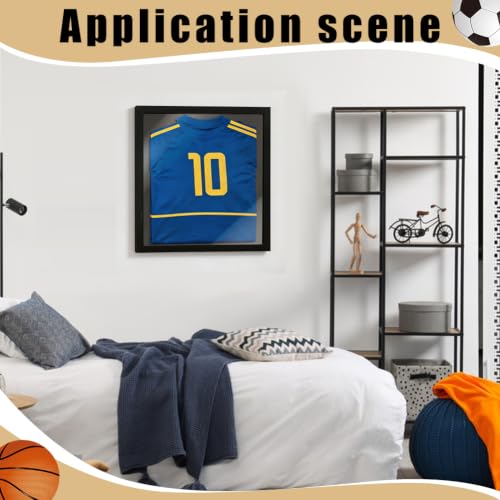 T-Shirt Display Frame 16x16 Inch Black Wood Shadow Box for Jerseys and Memorabilia