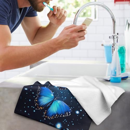 Dreamy Blue Butterfly Microfiber Travel Towel 28.7x13.8 Lightweight Quick Dry