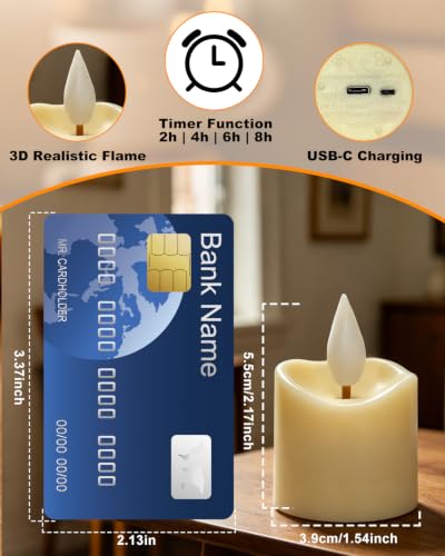 Rechargeable Flameless Tea Lights 12 Pack with Remote & Timer - Safe LED Candles