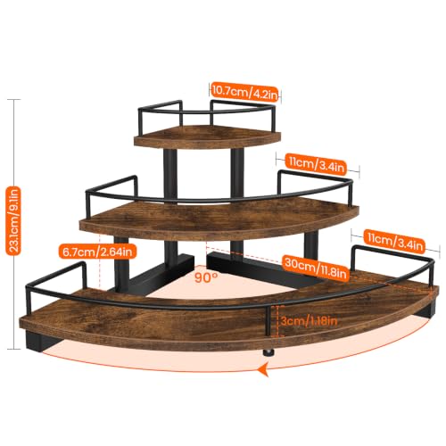 Corner Liquor Bottle Display Shelf - 3-Tier Coffee Syrup Organizer