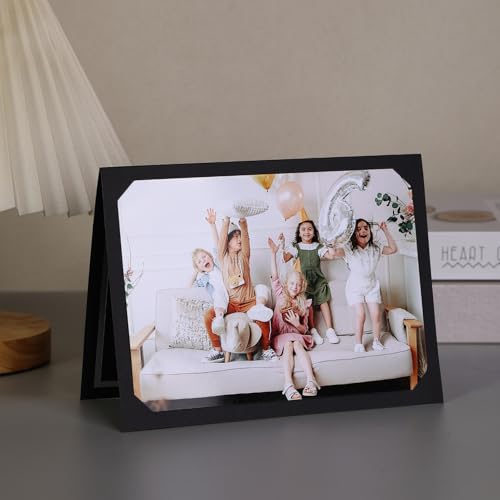 200 Pcs Black Photo Folders for 4x6 & 5x7 Pictures with Silver Trim - DIY Note Cards